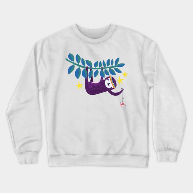 Cool Sloth with a Yo Yo Crewneck Sweatshirt by Kathy Osborne Studio